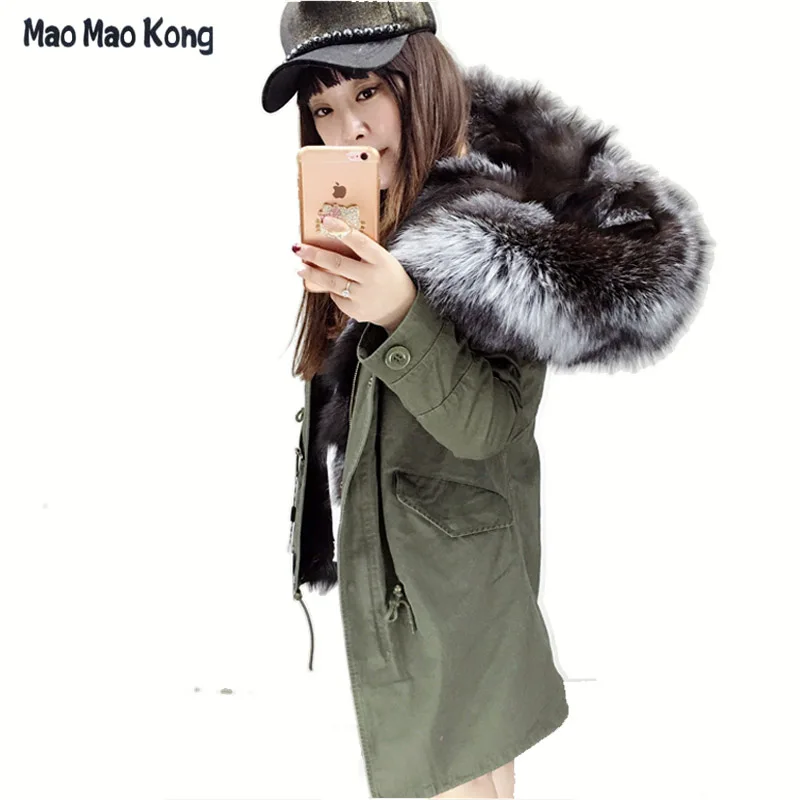 

parkas for women winter outerwear 2017 new fashion natural real fox fur lined detachable parkas with natural raccoon fur collar