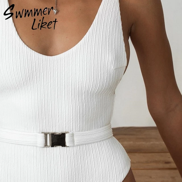 US $9.72 High cut bikinis 2019 mujer Sexy white brazilian swimsuit one piece swimwear women Push up bathing 