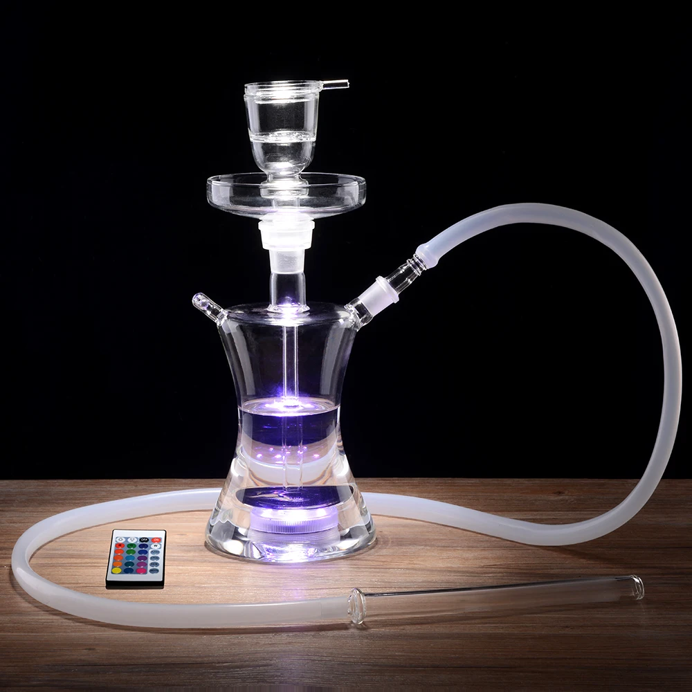 Big Glass Hookahs Shisha Complete Set with Multicolor LED Light Smoking