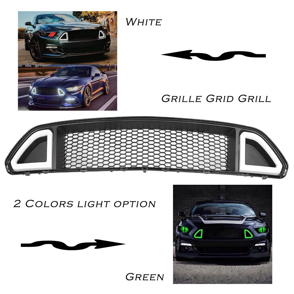 Передняя решетка автомобиля Центр Гриль w/светодиодный для Ford Mustang светильник белый/зеленый