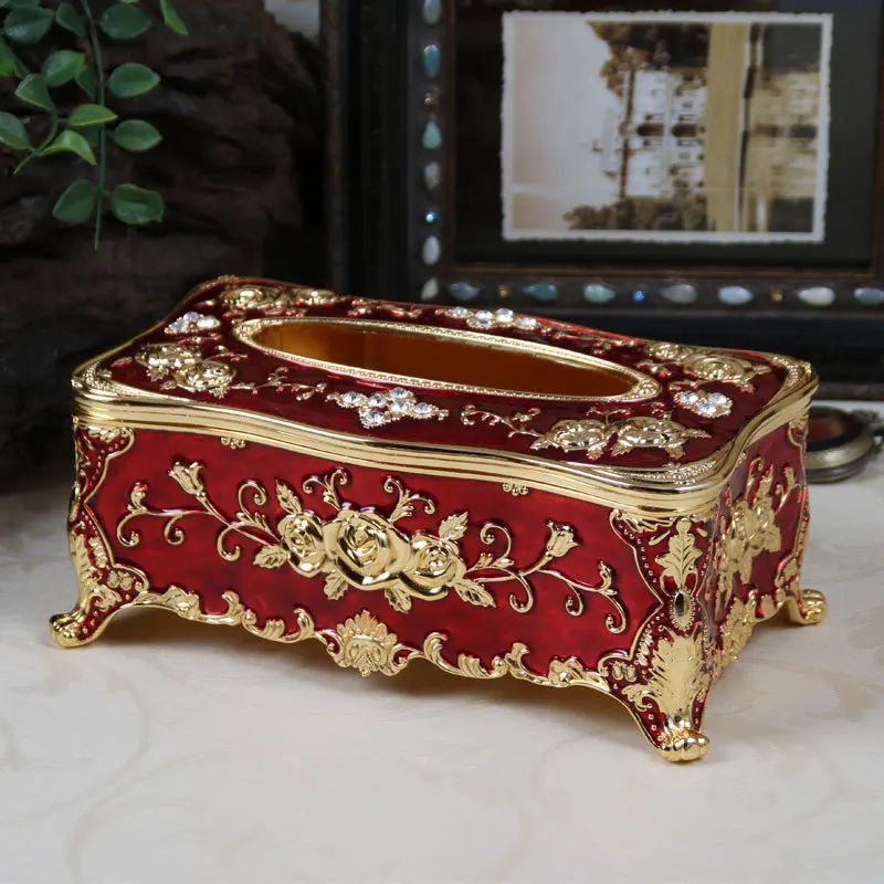 

Creative European Enamel Large Capacity Paper Towel Storage Box Metal Highgrade Living Room Toilet Home Hotel Tray Napkin Holder