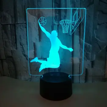 

New Shooting 3d Lights Basketball Colorful Creative 3d Gift Christmas decorations gift for baby room lights wholesale