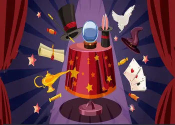 

Cartoon Magic Red Curtains Stage Star Table Banner photo backdrop Vinyl cloth High quality Computer print party Backgrounds