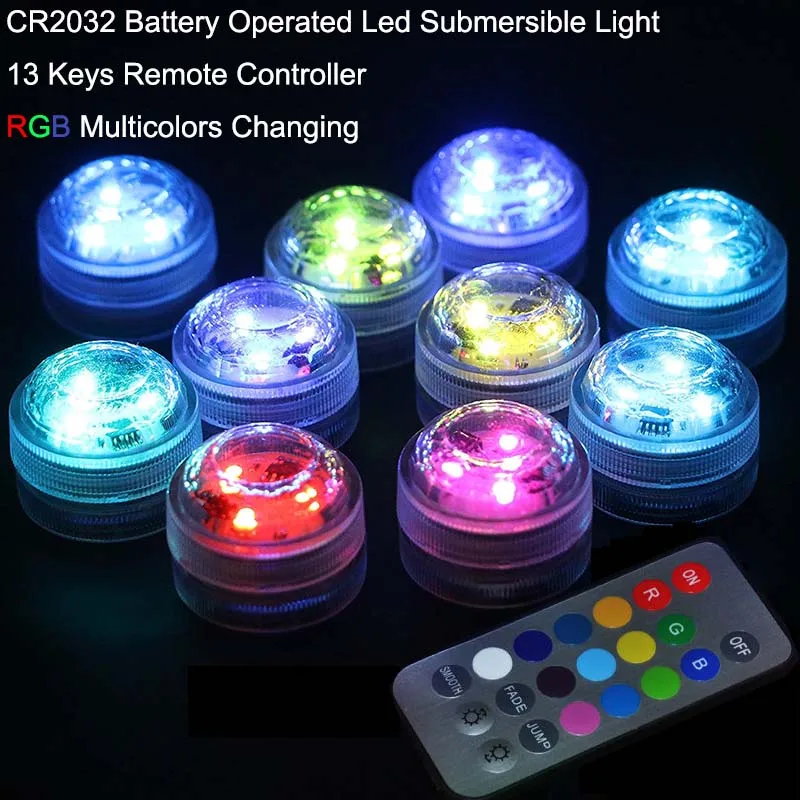 20PCS/Pack 100 Waterpoof Small Battery Operated Led Light RGB Color Remote Mini Tea Light For