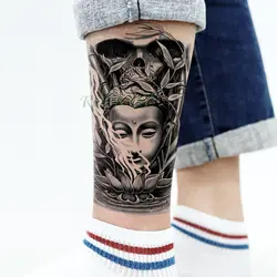 Водостойкая временная татуировка наклейка с Буддой, в форме лотоса временная татуировка флэш-Тату татуаж Временная нога большого размера