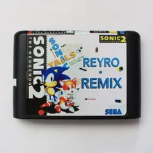 Sonic el Hedgehog 2 Retro-Remix 16 bit tarjeta de juego MD para Sega Mega Drive para Génesis