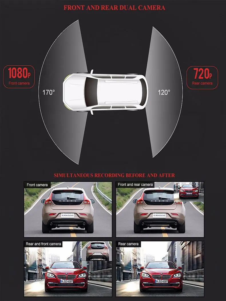 FHD 1080P Автомобильная камера зеркало заднего вида с двойным объективом Автомобильный видеорегистратор с функцией ночного видения видео рекордер видеорегистратор автоматический Регистратор циклическое видео