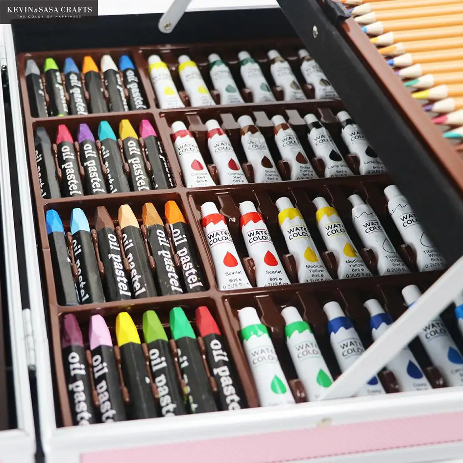 Billig 145in1 Farbe Buntstifte Aquarell Set Für Kinder Kunst Set Für Kinder Qualität Kinder Schule Liefert Künstler Bleistift Box Stationäre