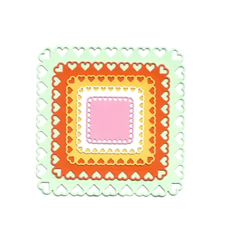 

Small Hearts Edge Metal Cutting Dies Square Frame for DIY Scrapbooking Paper Diary Card Hand Craft Album Embossing Mold New Dies