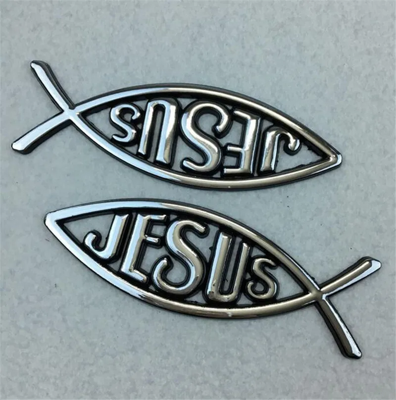 2Pcs/Set Auto Car 3D Metal Christian Jesus Fish Emblem