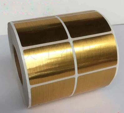 Plain blank brushed gold PET stickers in roll for self-printing | Канцтовары для офиса и дома