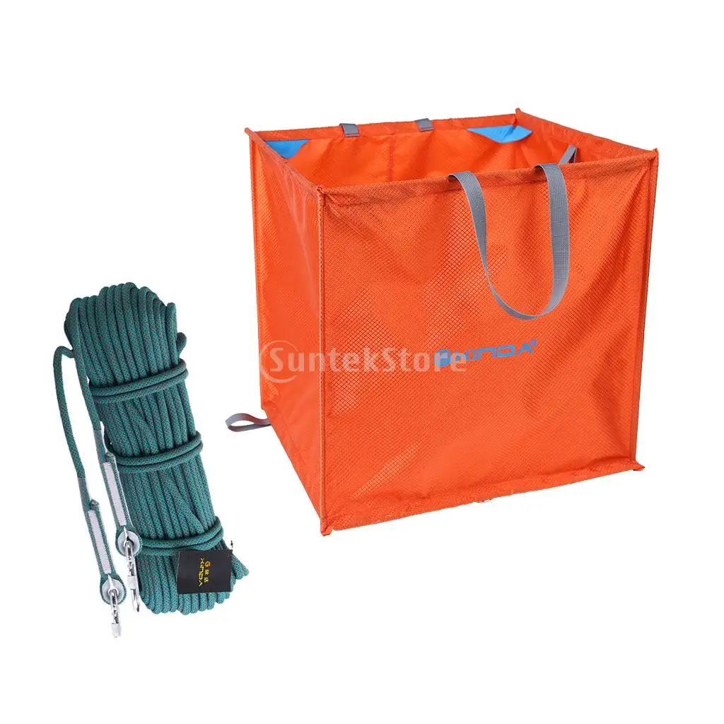 

Tree Climber Throw Line Foldable Storage Deploying Cube Bag 40cm Orange + 25KN Climbing Rappelling Rope 20m 10.5mm Green