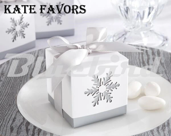 "Зимние сны" свадебные коробки для конфет Свадебная коробка Белая лазерная резка Снежинка Casamento Свадебные сувениры подарки оптом