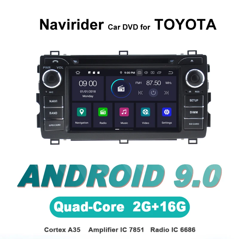 

touch screen OTOJETA Android 9.0 car dvd player FOR TOYOTA AURIS 2013 stereo navigation car accessories gps Multimedia radio