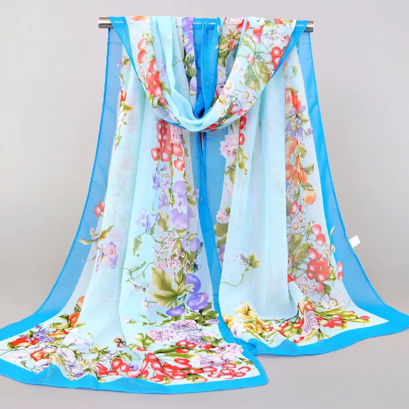 Новая мода женщин Baeach длинный шарф весна лето шелк шифон Bufanda хиджаб обёрточная бумага пончо и накидки фуляр Femme - Цвет: 4