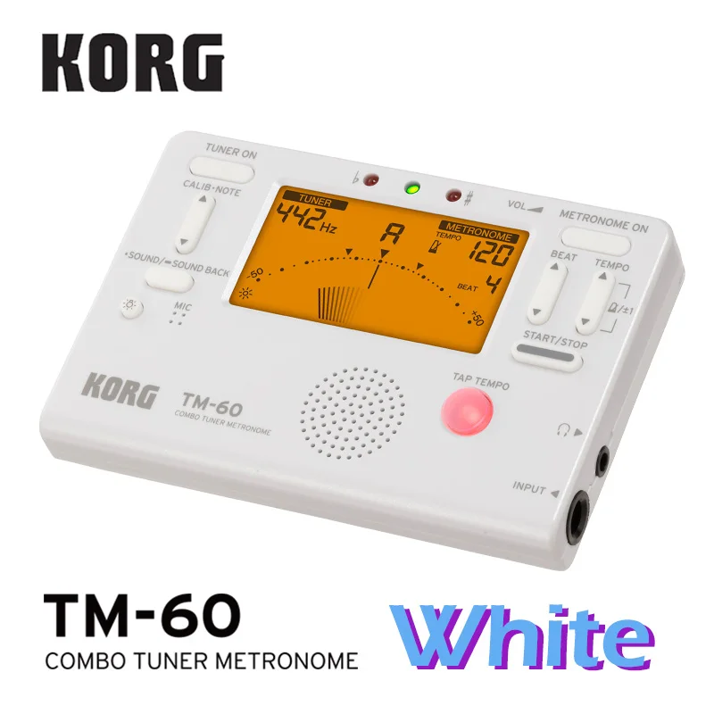 KORG TM60 TM60C тюнер метроном ветер/гитара/укулеле/саксофон/скрипка/тюнер для флейты Универсальный метроном(CM300 можно выбрать - Цвет: TM-60-White