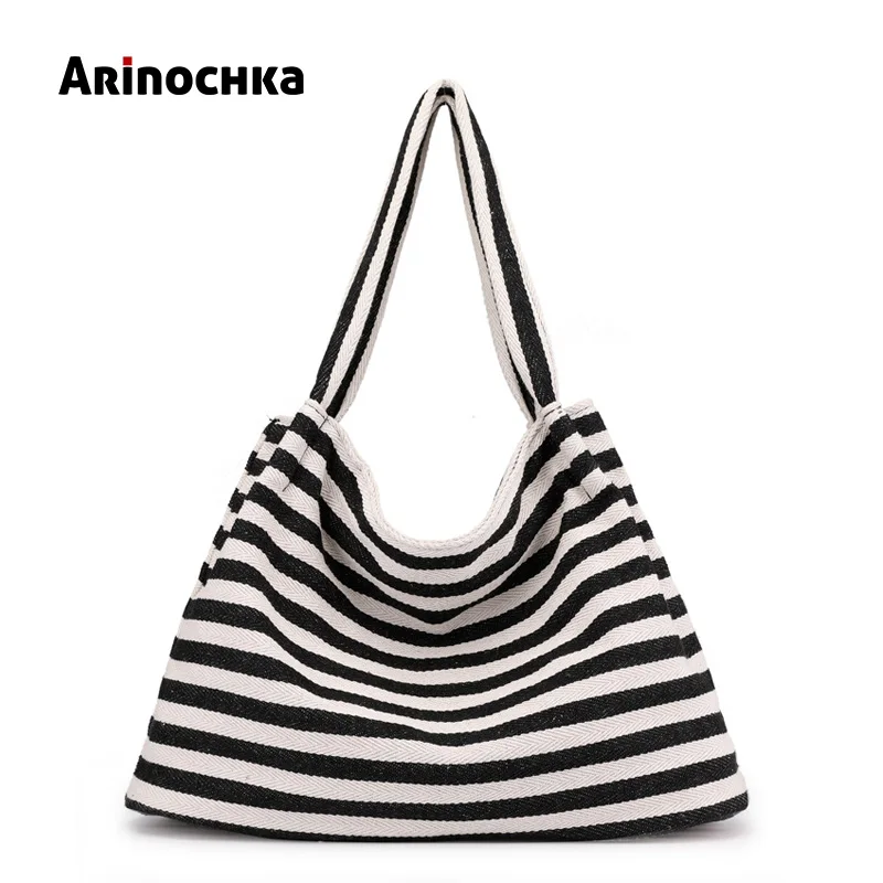 

2018 New Fashion Soft Canvas Striped Women's Handbag Ladies Shoulder Tote Messenger Bag Hobos Vintage Top-handle Bags Satchel