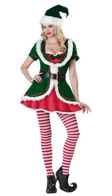 5Pcs Set Adult Womens Santa Claus Green Holiday Elf Christmas