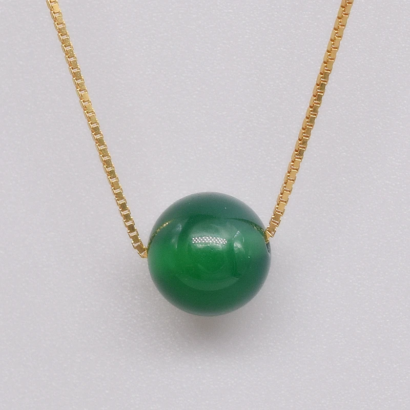 

Virgo Stones Natural Green Chalcedony Chokers Necklaces Chrysoprase Gold 925 Silver Adjustable Chain Fine Jewelry Women #c039n