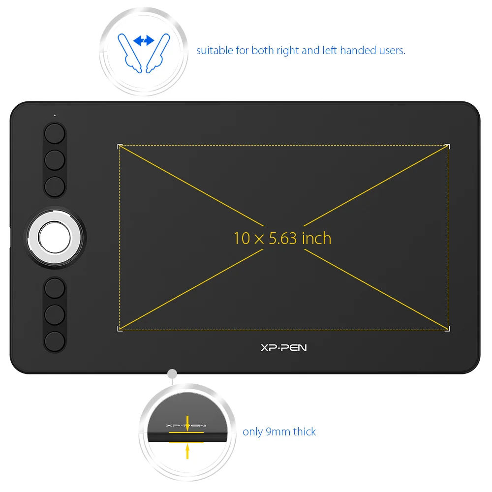 XP-Pen Deco 02 dibujo gráfico tableta pluma tableta con P06 lápiz pasivo sin batería y teclas de acceso directo (presión de 8192 niveles) - 3