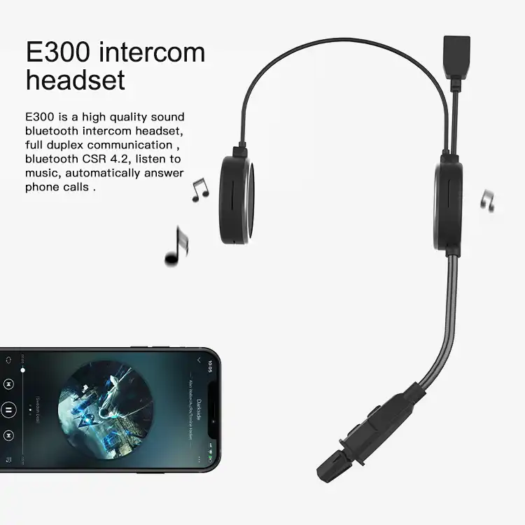 Wireless Motorcycle Intercom Headphone Speakers ElementDigital EJEAS E300 Bluetooth Helmet Headset HiFi// IP65// 2Riders 300M Intercom//Noise Reduction
