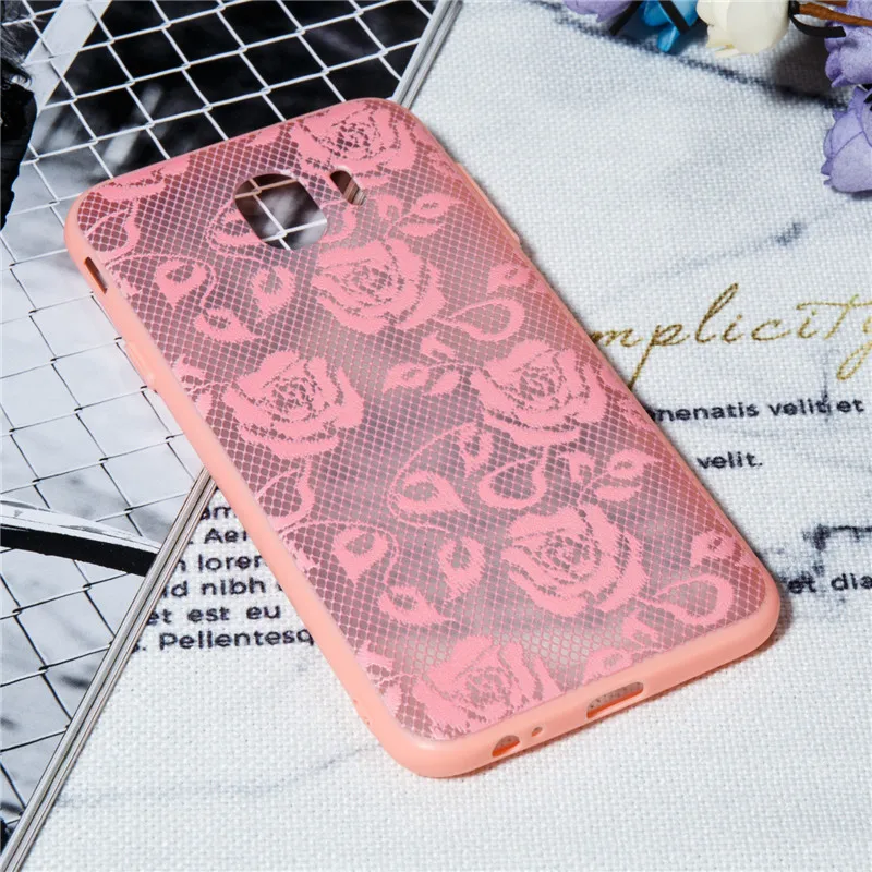 For Samsung Galaxy J4 2018 Case Cover Silicone Back Flower Phone J400F Clear Relief Capa |