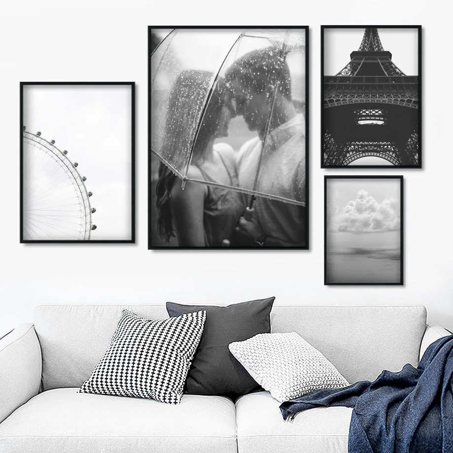 

Girl Ferris Wheel Umbrella Cloud Tower Wall Art Canvas Painting Nordic Posters And Prints Wall Pictures For Living Room Decor