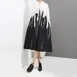 2018 новые женские сезон весна-лето Большие размеры Корейская версия холодной стиль рубашка средней длины Свободные повседневные платья