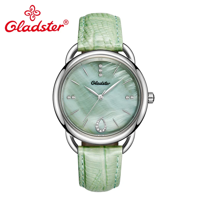 Женские кварцевые часы Gladster из нержавеющей стали зеленого и красного цвета с