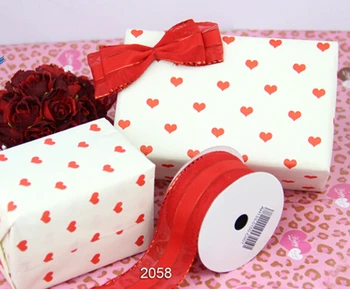 

Red organza gift wrapping wired edge ribbon 25yards roll