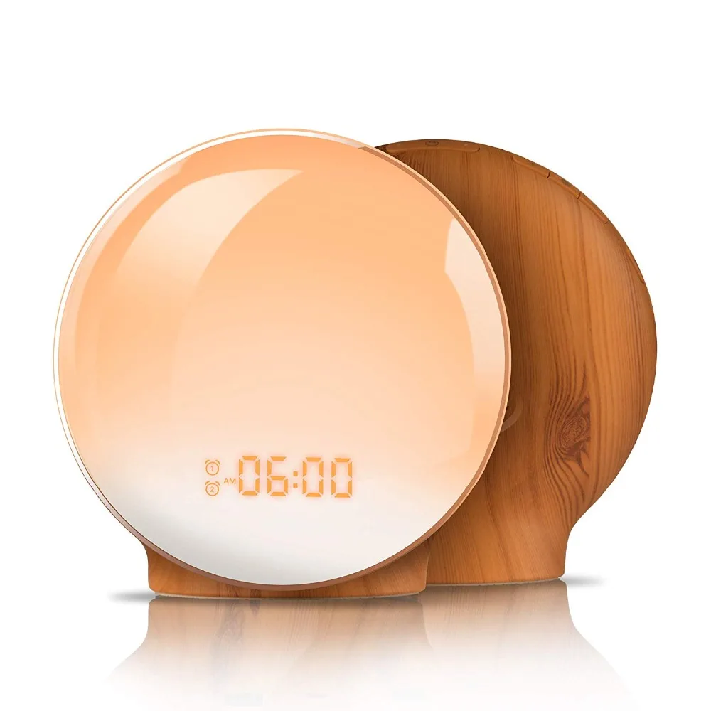 

Night Lamp Clock Sunrise Colorful Light With Nature Sounds FM Radios Alarm Clock Wake Up Light Digital Snooze Nature