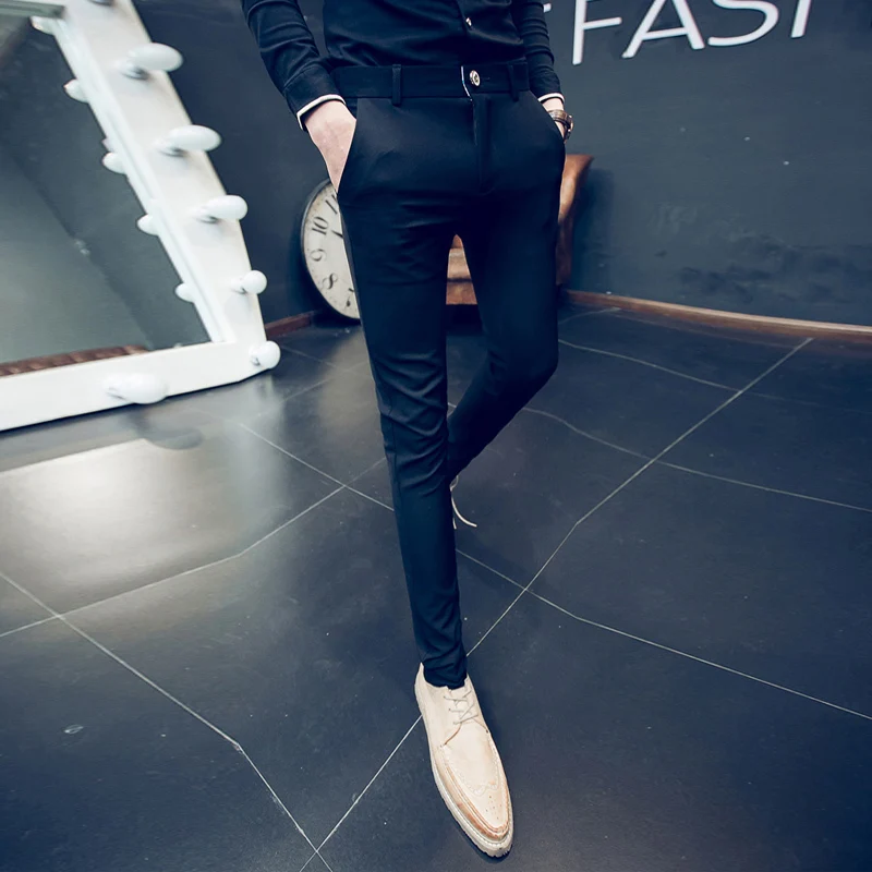 2018 Summer New Slim Cone Gentleman Stripe Feet Nine Business Casual Pants Personality Fashion Classic Influx Urban Hair Stylist