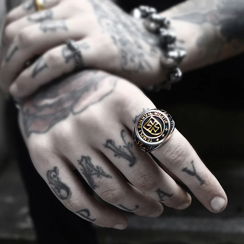 BEIER New Stainless Steel Templi Signvm Militie Ring For Man Personality Cross Knight Jewelry Wholesale Factory Price BR8-280