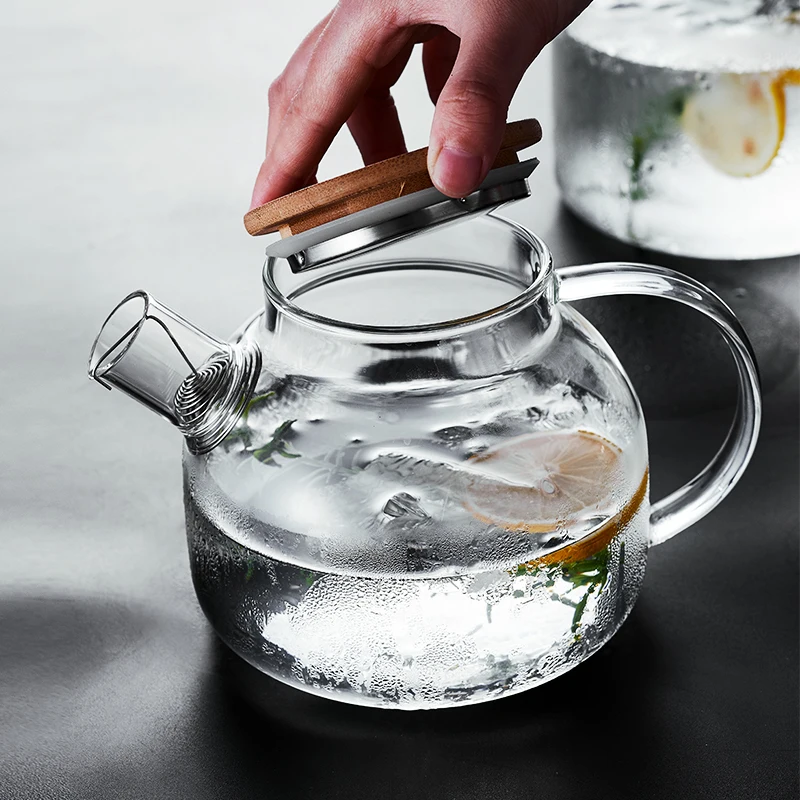 1Л/1.8л в японском стиле термостойкие Стеклянные Чайники с лимонами и цветком, набор для разогрева, чашка для фруктового сока, чайник с поддоном