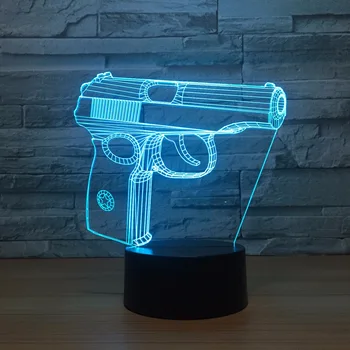 

New Pistol 3d Lamp 7 Color Led Night Lamps For Kids Touch Led Usb Table Lampara Lampe Baby Sleeping Nightlight Room Lamp