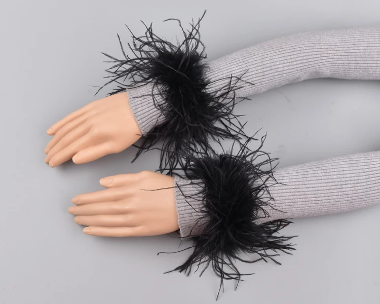 Страусиные меховые манжеты из натурального страусиного меха манжеты для рук теплые женские браслеты браслет из натурального меха перчатки Страусиные меховые манжеты