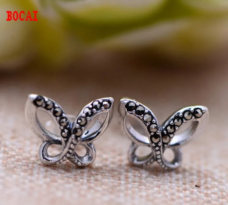 

925 sterling silver jewelry Thai silver restoring ancient ways with mark Female stud earrings xh050415