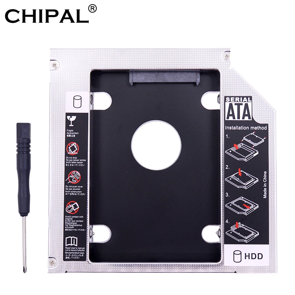CHIPAL Алюминий сплав 2nd HDD Caddy 12 7 мм IDE SATA 3 0 для 2 5 &quotчехол SSD корпус Тетрадь компакт