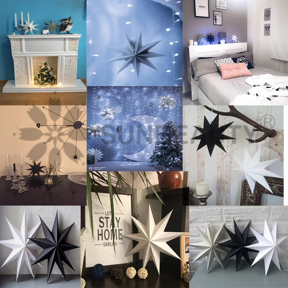 

10 Colors 30pcs/lot Christmas Ornaments 30cm 12'' Hanging Paper Star Lantern Decoration Festival Christmas Decoration For Home