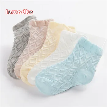 

Lawadka 5Pairs/Lot Kid Socks Summer Style Solid Thin Soft Cotton Children For Boys Girls Mesh Students Socks