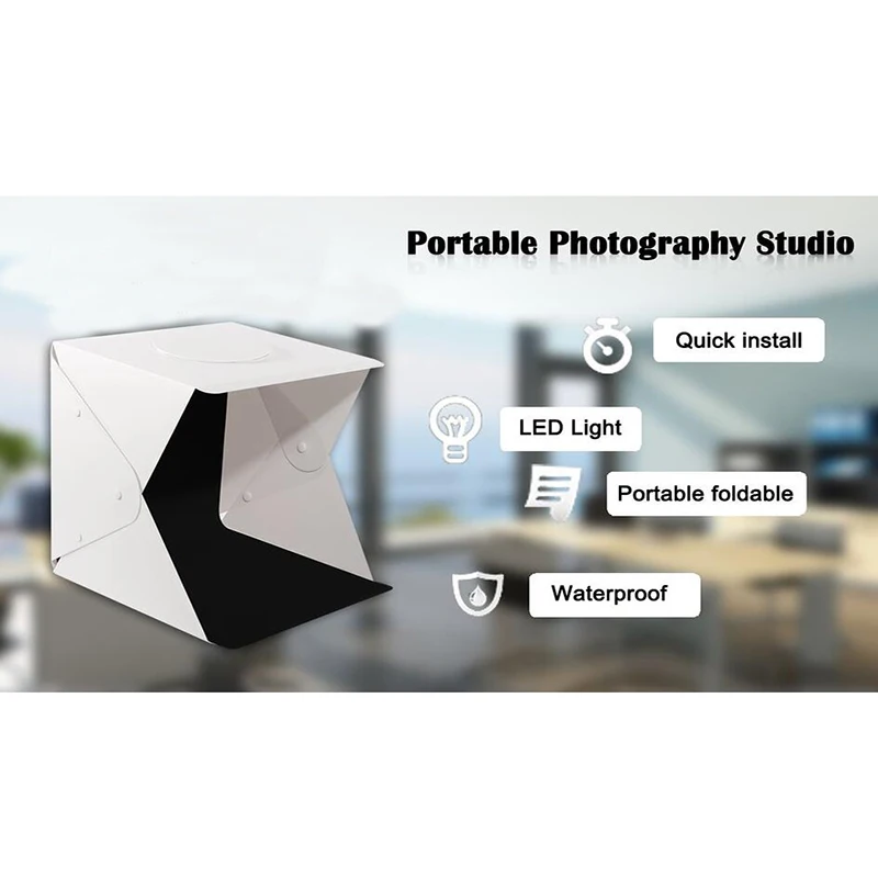 23 см мини складной светодиодный Лайт-бокс для фотографий для студийной фотографии видео Настольный софтбокс со встроенной кнопкой 4 цвета фона