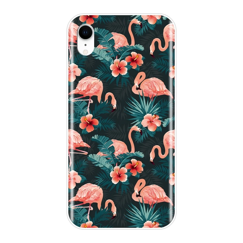 Модный чехол для телефона с фламинго iPhone 6 S 7 8 X XR XS Max силиконовый мягкий