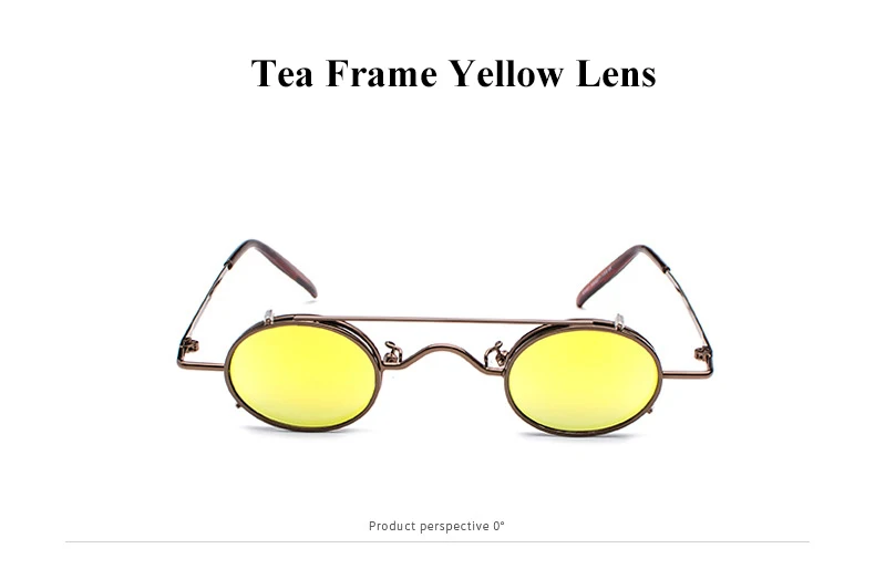 Small Round Steampunk Sunglasses Men Women Retro Metal Clip on Steam Punk Sun Glasses for Male Vintage Gothic Goggles