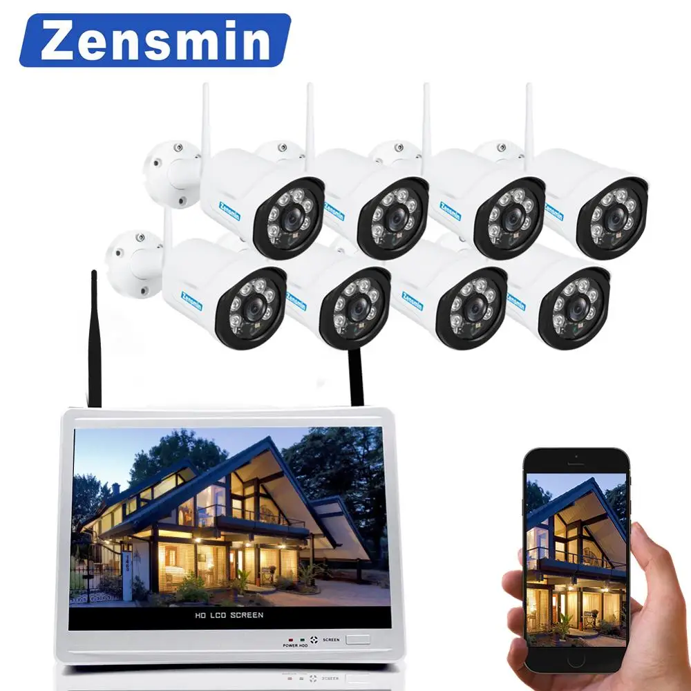

Zensmin H.264 8channel 1080P cctv camera wireless kit full HD realtime wireless NVR 11" LCD display full ip system camera nvrkit