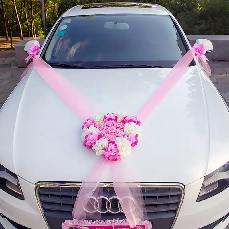 Свадебный автомобиль украшение для невесты цветок спереди свадебный автомобиль автопарк свадебное украшение автомобиля искусственный цветок набор плавающее украшение