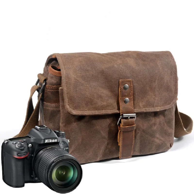 M233 Retro Waterproof Camera Bag Photography Package DSLR Shoulder Case for Sony Nikon Canon Canvas Micro Single Messenger Men