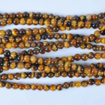 

4MM Tigereye Round Loose Beads Strand 15.5 Inch Jewelry For Woman Gift Making K201