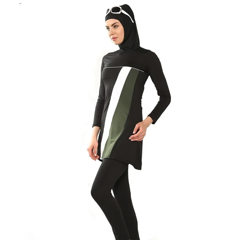 4XL-S мусульманский женский купальник Maillot de bain хиджаб Турецкая одежда хиджаб индонезийский Полный женские купальники Буркини - Цвет: Черный