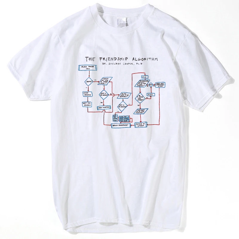 

Friendship Algorithm T-shirts Men Summer Short Sleeve Tshirts Boys Geeks The Big Bang Theory T shirts Man's and men shirt