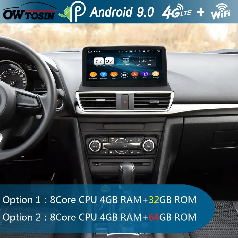 Top 10.25" IPS 8Core 4GB+64GB Android 9.0 Car Multimedia Player For Mazda 3 Mazda3 Axela 2014 2015 2016 2017 GPS Radio DSP CarPlay 2